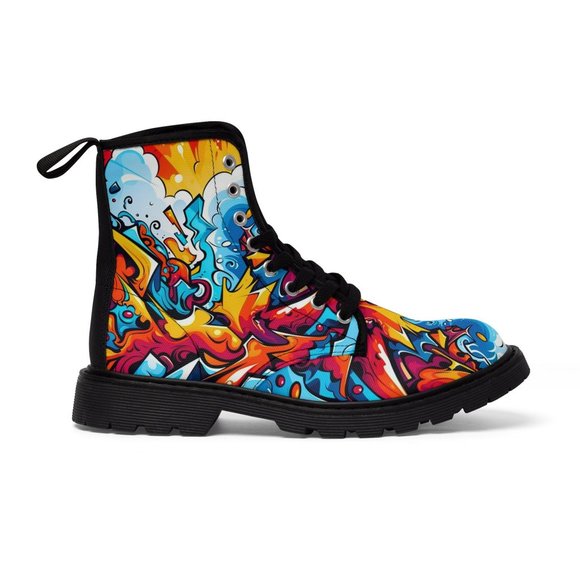 Graffiti Man Shoes, Luxury Stylish, Men's Canvas Boots, Classy Mod Art Deco Out - Picture 6 of 9